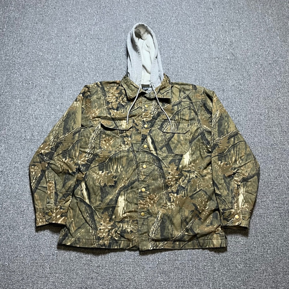 Faded Glory Camo Hooded Jacket Size M Green Real Tree Fleece‎ Lined Shacket